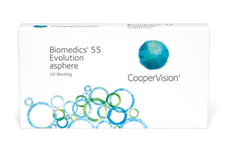 Æske med CooperVision Biomedics 55 Evolution Asphere-kontaktlinser