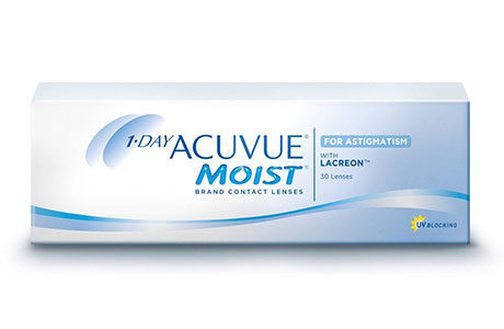 Æske med Acuvue 1 Day Moist for Astigmatism-kontaktlinser