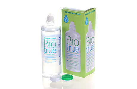Flaske med Biotrue MPS kontaktlinsevæske
