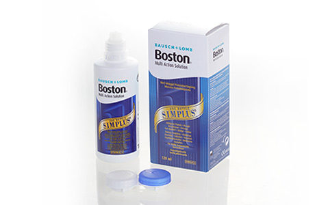 Flaske og pakke med Boston Multi Action Solution Simplus