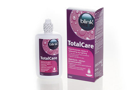 Flaske og æske med totalCare Blink kontaktlinsevæske