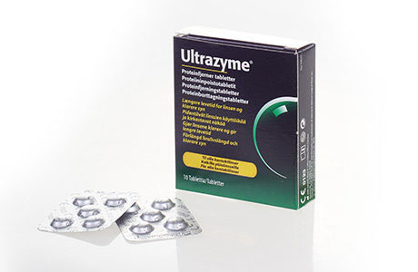 Pakke med Ultrazyme proteinfjernertabletter