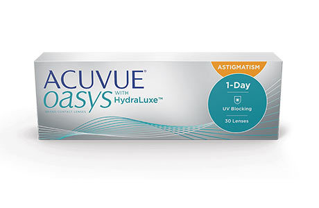 Æske med Johnson & Johnson Acuvue Oasys 1 day-kontaktlinser mod astigmatisme 30 stk.