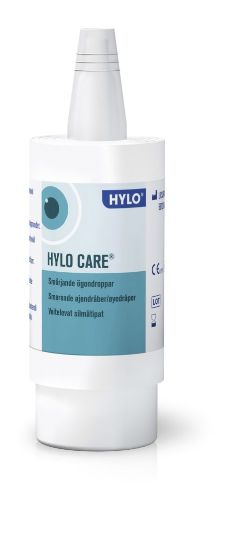Hylo Care øjendråber fugter øjnen. God ved brug af kontaktlinser.
